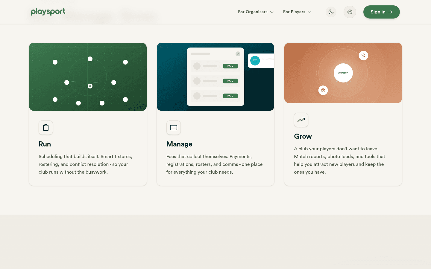 Run, Manage, Grow: the three pillars of the PlaySport platform