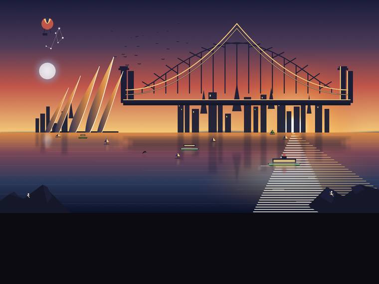 deepseek-v4-pro rendering of the Sydney Harbour at golden hour (SVG scene) benchmark - composite 57.8%, judge 3.3/5