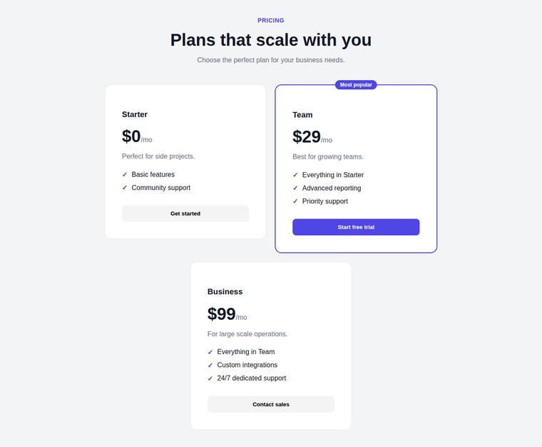 gemini-3.1-flash-lite rendering of the Reproduce a three-tier SaaS pricing page from its screenshot benchmark - composite 97.6%