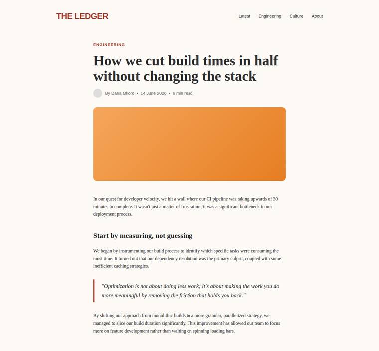 gemini-3.1-flash-lite rendering of the Reproduce an editorial blog article page from its screenshot benchmark - composite 0.0%