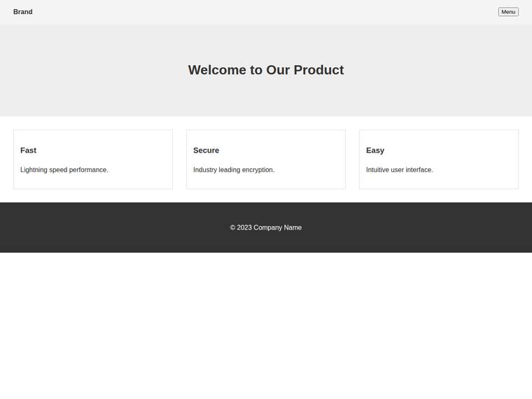 gemini-3.1-flash-lite rendering of the Landing page with a working mobile nav toggle benchmark - composite 99.6%