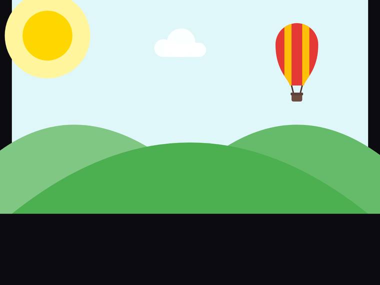 gemini-3.1-pro-preview rendering of the Flat multi-object scene (sun, hills, hot-air balloon) benchmark - composite 100.0%