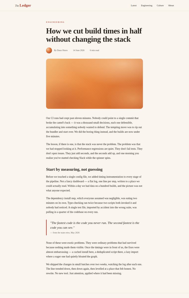 glm-5.2 rendering of the Reproduce an editorial blog article page from its screenshot benchmark - composite 89.9%
