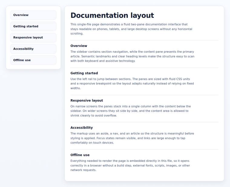 gpt-5.4-mini rendering of the Sidebar and content layout that never overflows, including at the tablet width benchmark - composite 100.0%