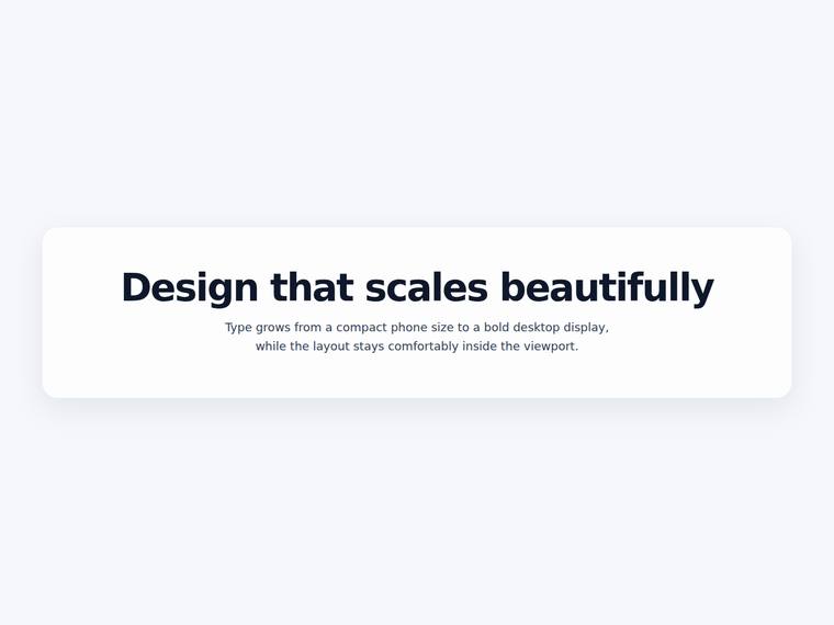 gpt-5.4-mini rendering of the Headline type scale that steps up at the tablet and desktop breakpoints benchmark - composite 100.0%