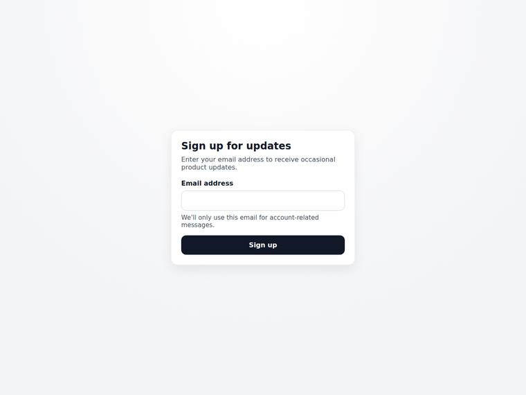 gpt-5.4-mini rendering of the Signup form with inline email validation benchmark - composite 100.0%