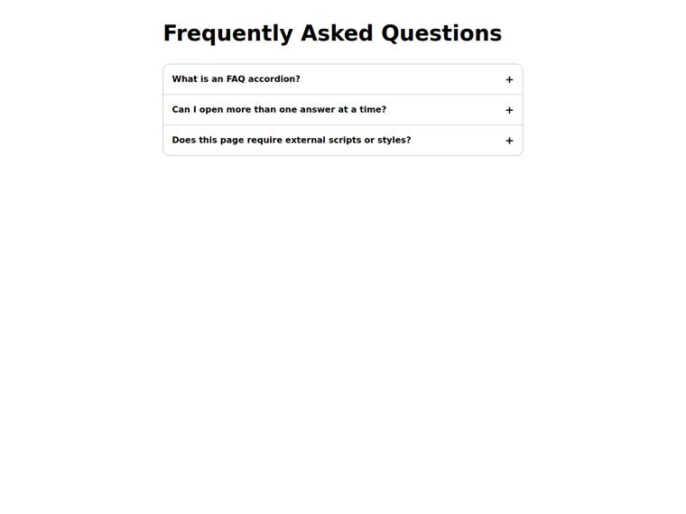 gpt-5.5-pro rendering of the Accessible accordion FAQ that expands on click benchmark - composite 100.0%