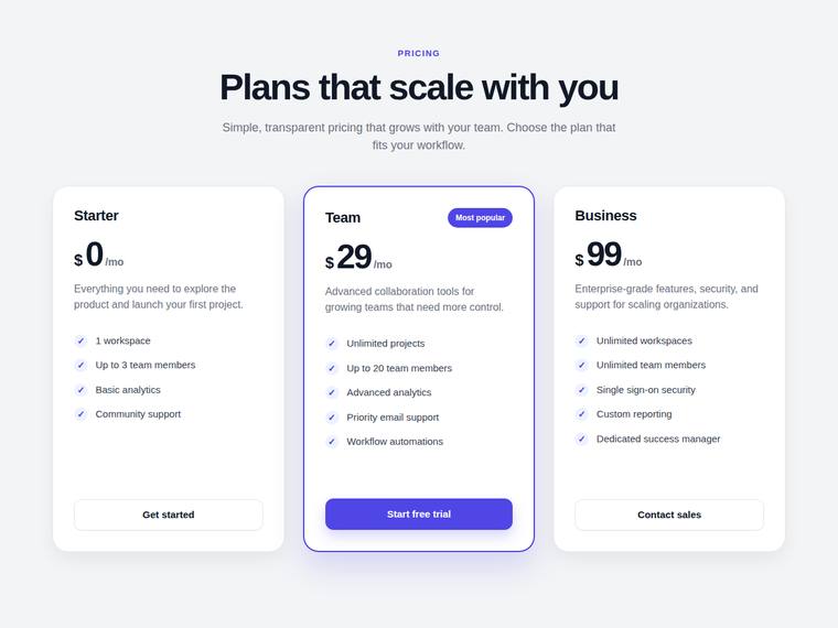 gpt-5.5 rendering of the Reproduce a three-tier SaaS pricing page from its screenshot benchmark - composite 80.5%
