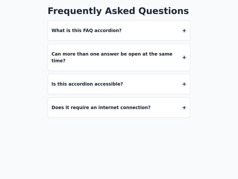 gpt-5.5 rendering of the Accessible accordion FAQ that expands on click benchmark - composite 100.0%