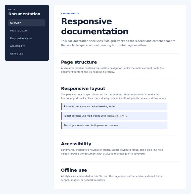 gpt-5.6-sol Websites output - Sidebar and content layout that never overflows, including at the tablet width