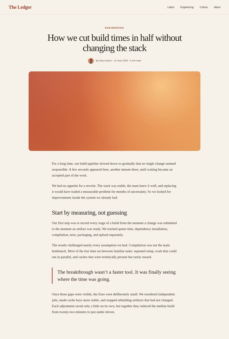 gpt-5.6-sol Websites output - Reproduce an editorial blog article page from its screenshot