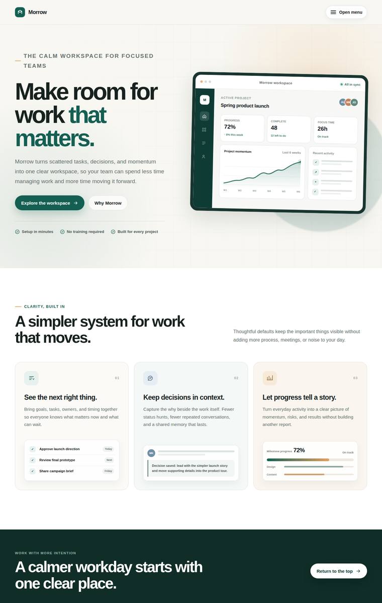 gpt-5.6-sol Websites output - Landing page with a working mobile nav toggle