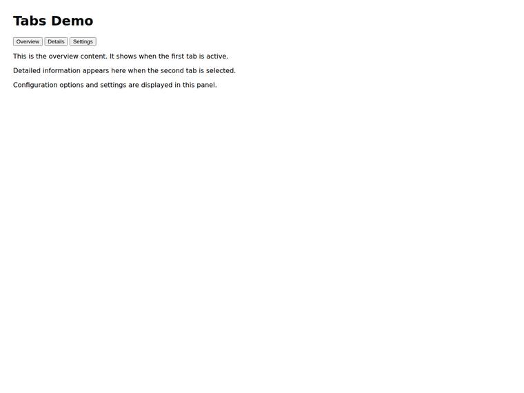 grok-4.3 rendering of the Tabbed interface that switches panels on click benchmark - composite 61.7%