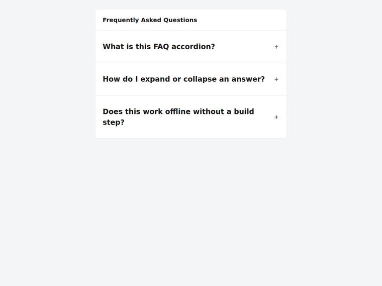 grok-4.5 UI components output - Accessible accordion FAQ that expands on click