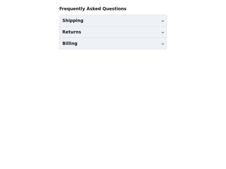 grok-4.5 UI components output - Keyboard-operable accordion with disclosure buttons and arrow navigation