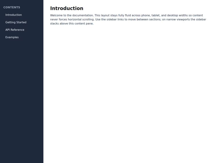 grok-4.5 Websites output - Sidebar and content layout that never overflows, including at the tablet width