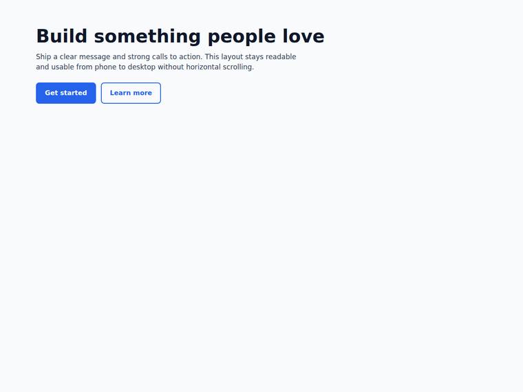 grok-4.5 Websites output - CTA buttons that stack full-width on mobile and sit in a row on desktop