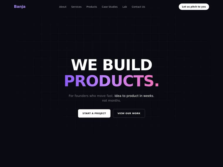 grok-4.5 Websites output - Reproduce the Banja home page hero from its screenshot