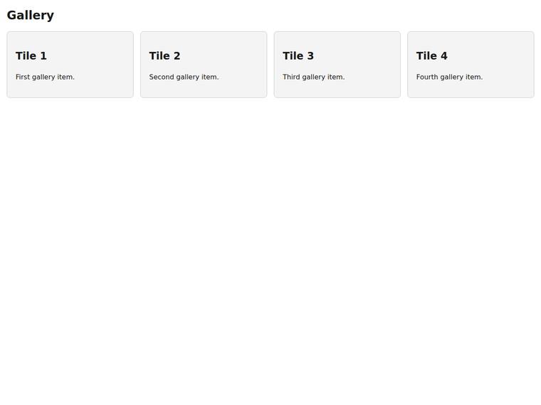 grok-4.5 Websites output - Gallery grid that widens from one to four columns as the viewport grows
