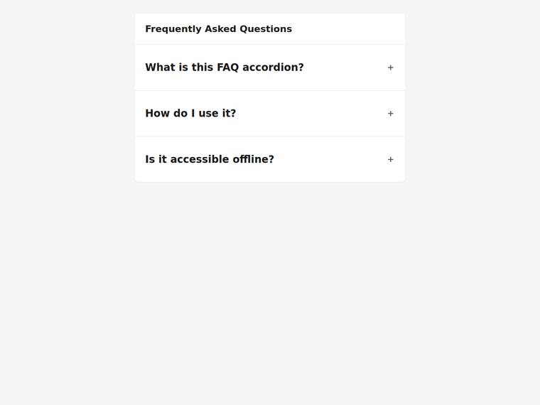 grok-4.5 UI components output - Accessible accordion FAQ that expands on click
