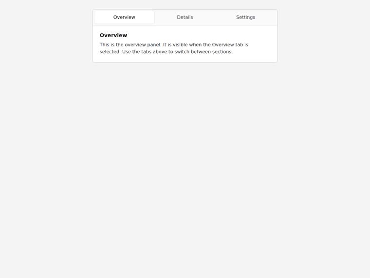 grok-4.5 UI components output - Tabbed interface that switches panels on click