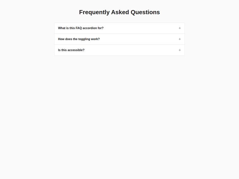 grok-build-0.1 rendering of the Accessible accordion FAQ that expands on click benchmark - composite 99.5%