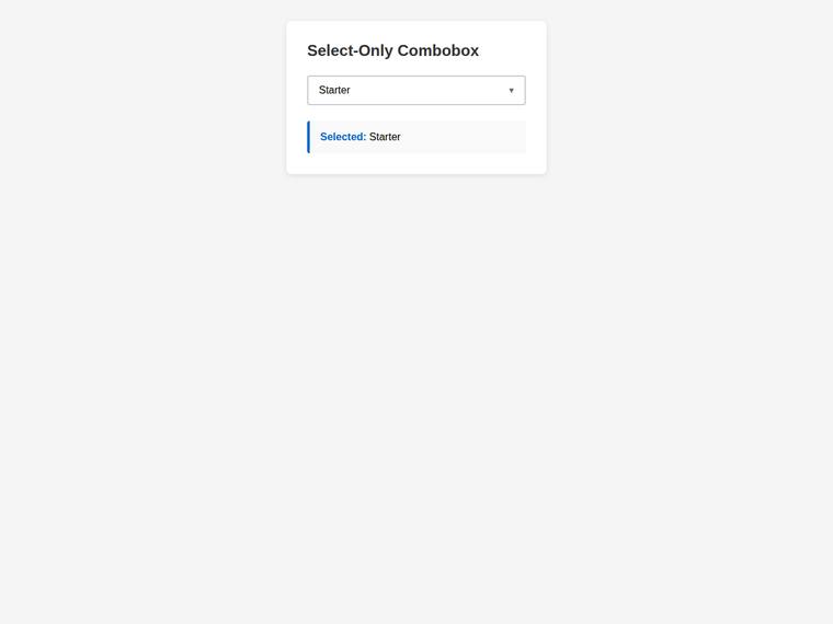 claude-haiku-4-5 rendering of the Keyboard-operable select-only combobox with a listbox popup benchmark - composite 88.8%