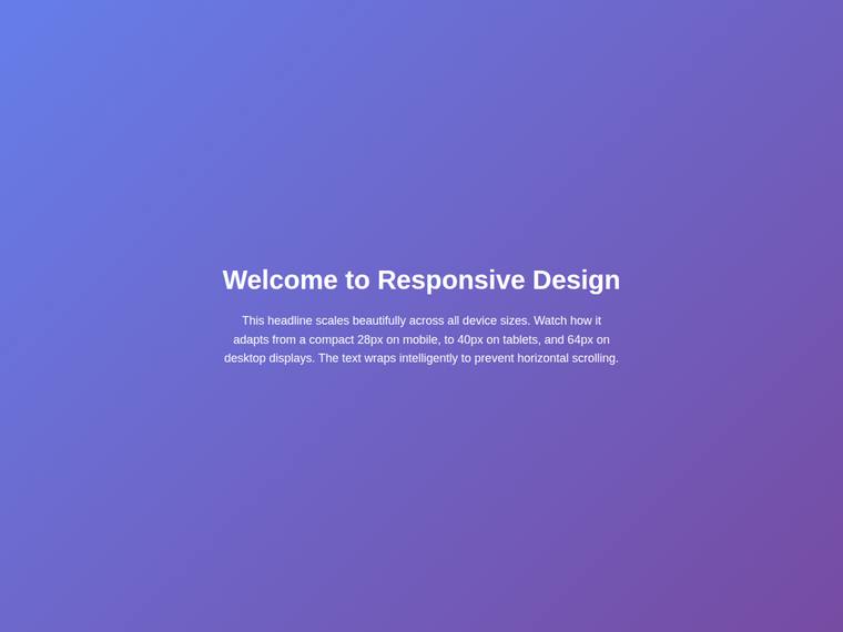 claude-haiku-4-5 rendering of the Headline type scale that steps up at the tablet and desktop breakpoints benchmark - composite 100.0%