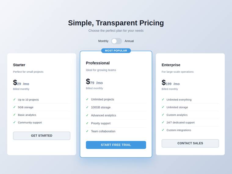 claude-haiku-4-5 rendering of the Accessible pricing card with a monthly/annual toggle benchmark - composite 44.8%