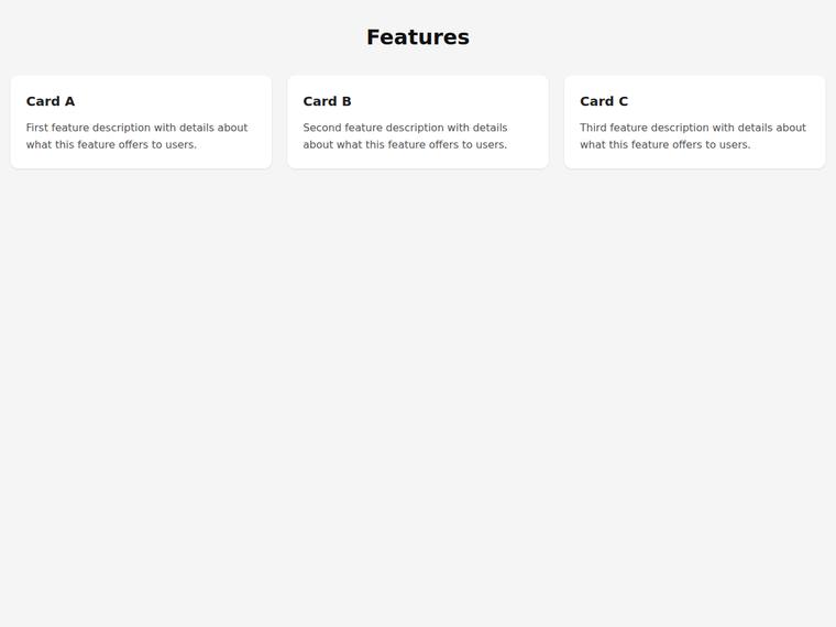 kimi-k2.7-code rendering of the Feature grid that reflows from one to two to three columns benchmark - composite 0.0%