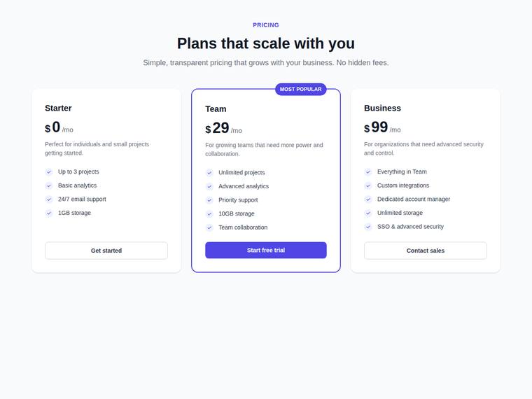 kimi-k2.7-code rendering of the Reproduce a three-tier SaaS pricing page from its screenshot benchmark - composite 97.9%