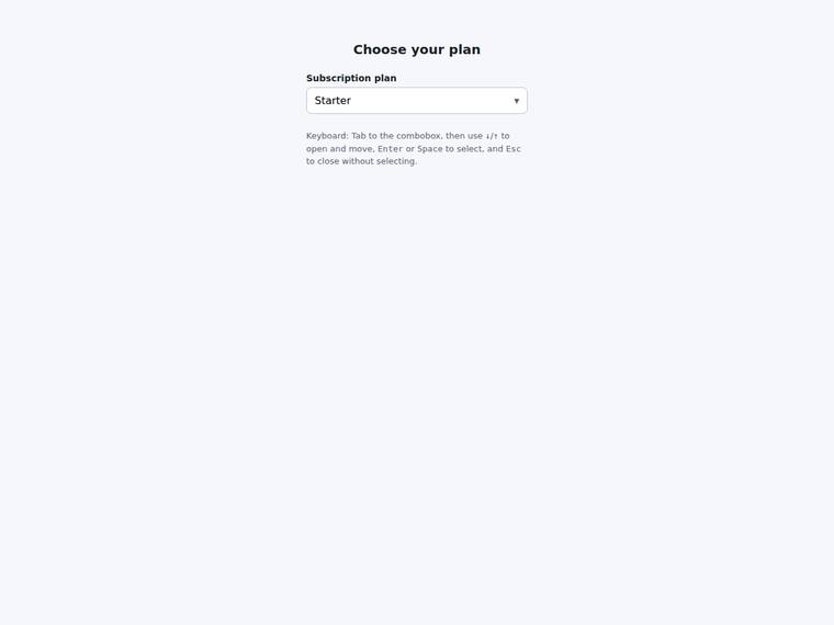 kimi-k3 UI components output - Keyboard-operable select-only combobox with a listbox popup