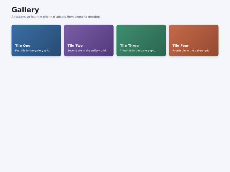 kimi-k3 Websites output - Gallery grid that widens from one to four columns as the viewport grows