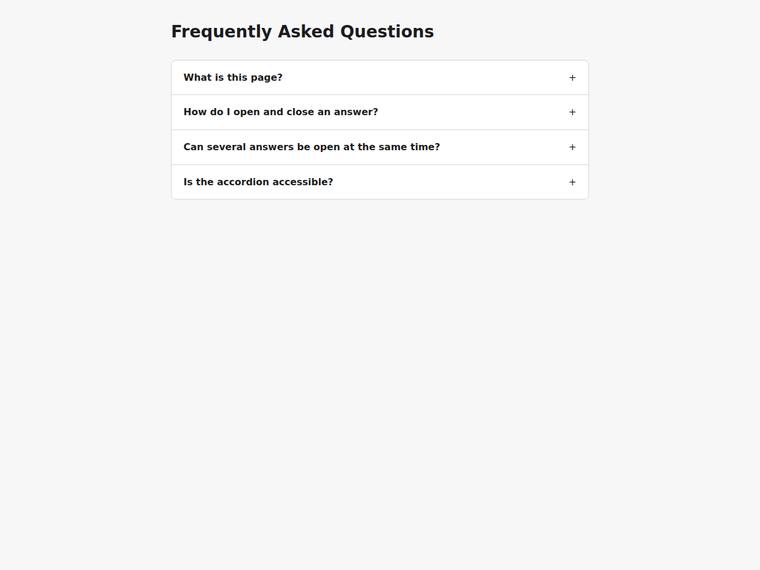 kimi-k3 UI components output - Accessible accordion FAQ that expands on click