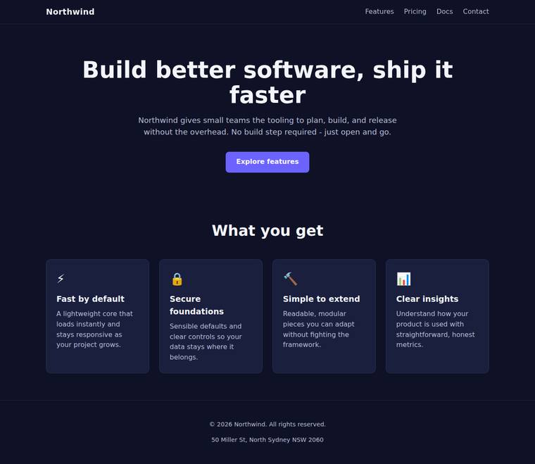 claude-opus-4-8 rendering of the Landing page with a working mobile nav toggle benchmark - composite 24.0%