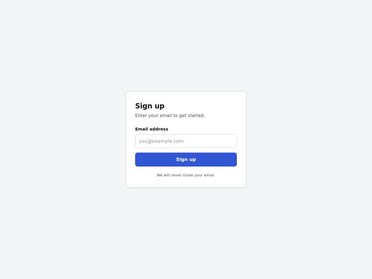 claude-opus-4-8 rendering of the Signup form with inline email validation benchmark - composite 100.0%