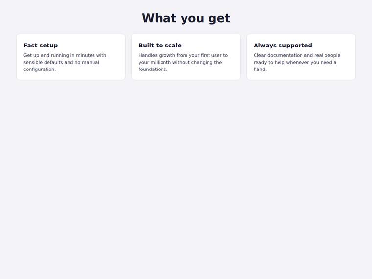 claude-opus-4-8 Websites output - Feature grid that reflows from one to two to three columns
