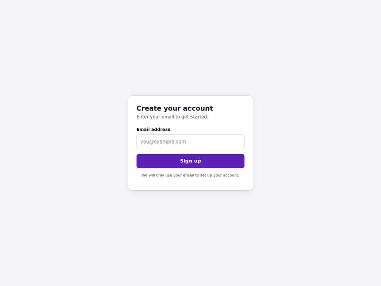 claude-opus-4-8 UI components output - Signup form with inline email validation