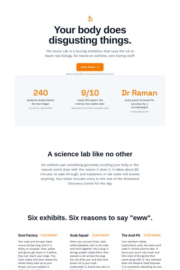 deepseek-v4-pro build of The Gross Lab children's museum exhibition companion site