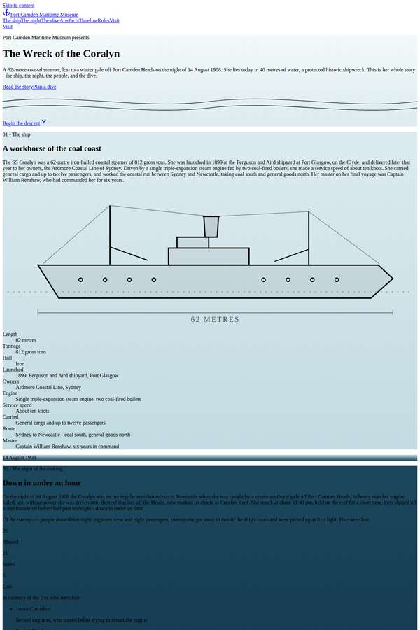 claude-fable-5 build of The Wreck of the Coralyn maritime museum microsite