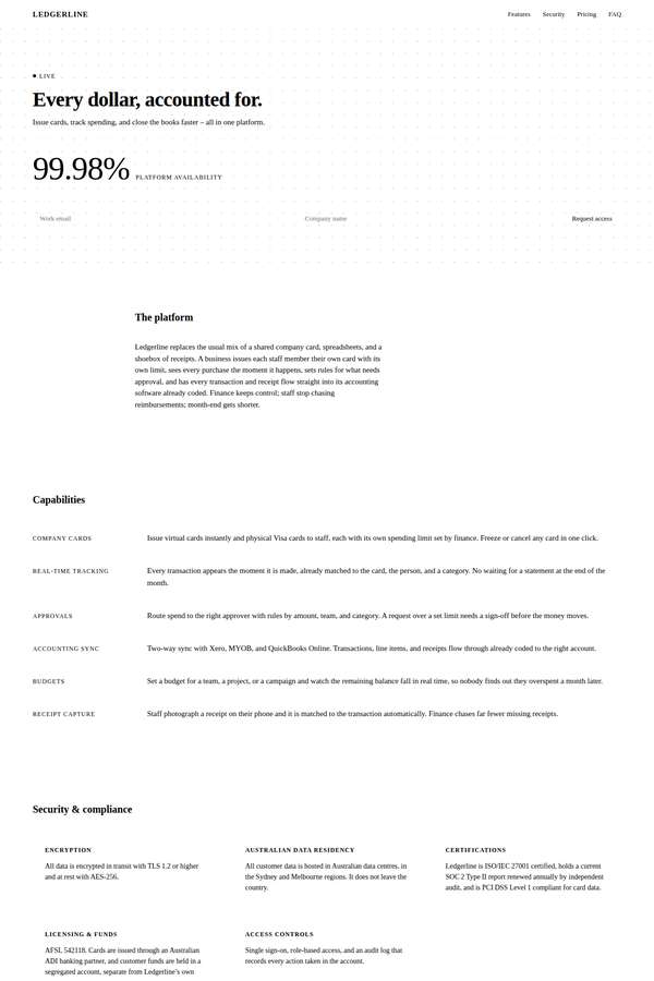 deepseek-v4-pro build of Ledgerline business spend platform marketing site