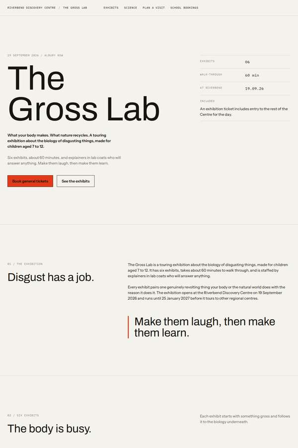 gpt-5.6-luna build of The Gross Lab children's museum exhibition companion site
