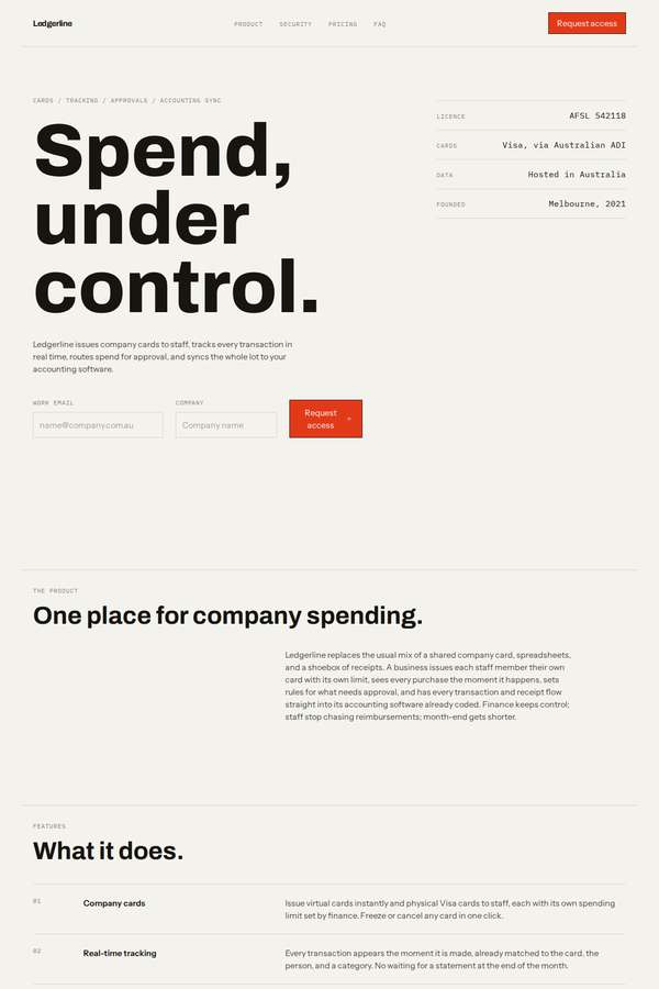 kimi-k3 build of Ledgerline business spend platform marketing site