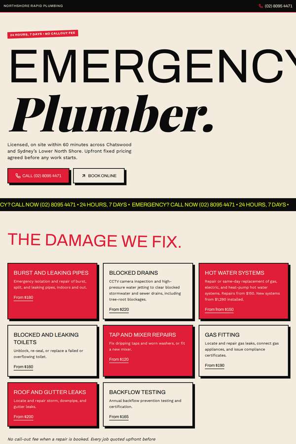 deepseek-v4-pro build of Northshore Rapid Plumbing local emergency service site