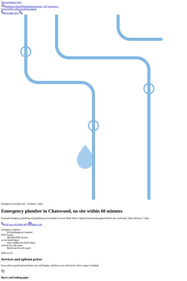 claude-fable-5 build of Northshore Rapid Plumbing local emergency service site