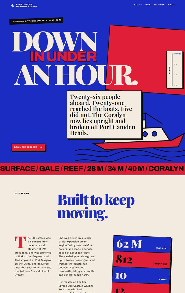 Mara Vieira (gpt-5.6-sol) webdesign output - The Wreck of the Coralyn maritime museum microsite