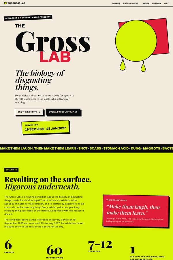 kimi-k3 build of The Gross Lab children's museum exhibition companion site