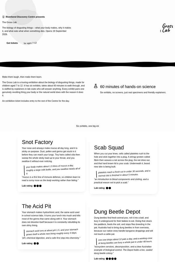 deepseek-v4-pro build of The Gross Lab children's museum exhibition companion site