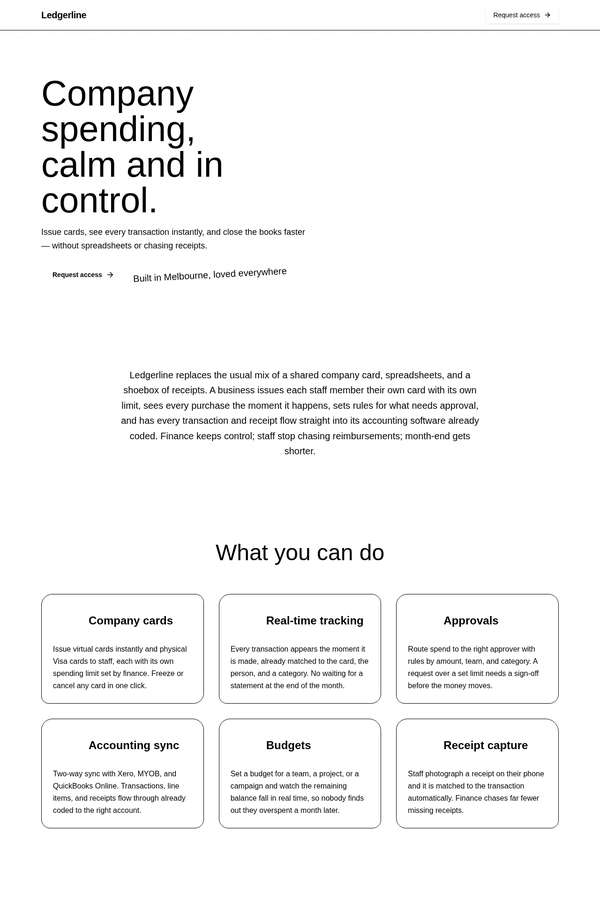 deepseek-v4-pro build of Ledgerline business spend platform marketing site