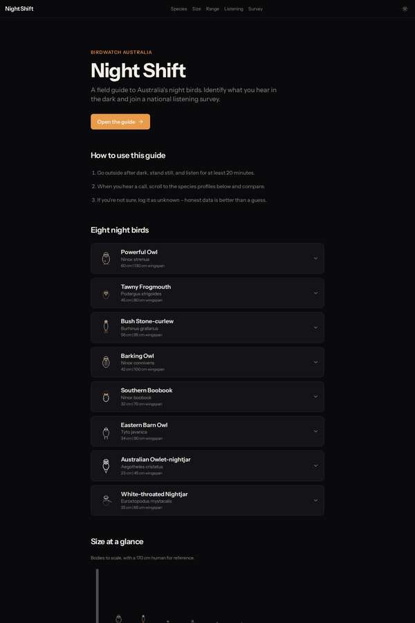 deepseek-v4-pro build of Night Shift nocturnal bird field guide